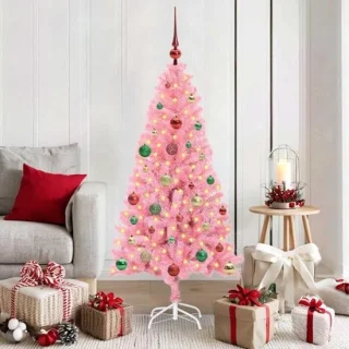 Kunstkerstboom met 150 leds, 150 cm hoog, roze