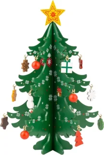 Kunstkerstboom met 18 stukken versieringen - Mini tafelkerstboom
