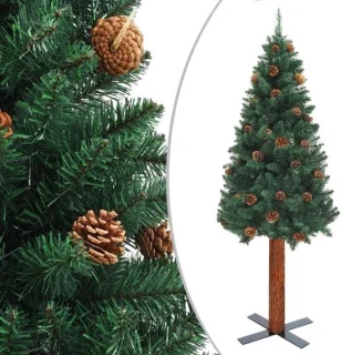 Kunstkerstboom met echte dennentjes - smalle kerstboom
