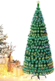 Kunstkerstboom met glasvezel LED-verlichting en standaard