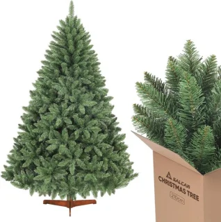 Kunstkerstboom met houten voet, groen