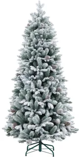 Kunstkerstboom met kunstsneeuw en dennenappels, 183 cm, groen