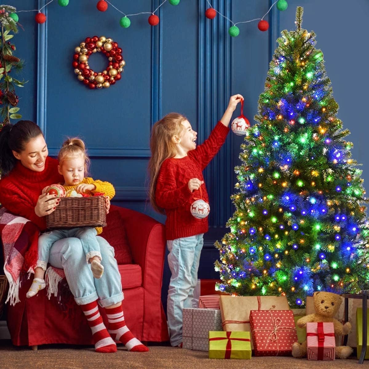 Kunstkerstboom met ledverlichting 120-210 cm groen