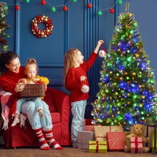 Kunstkerstboom met ledverlichting 120-210 cm groen