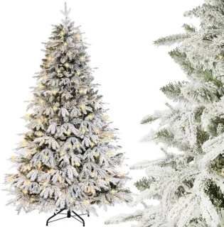 Kunstkerstboom met lichten en sneeuw 150 cm