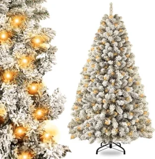 Kunstkerstboom met lichtjes 180 cm wit