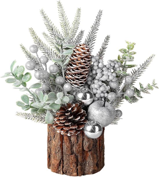 Kunstkerstboom met ornamenten klein binnen/buiten