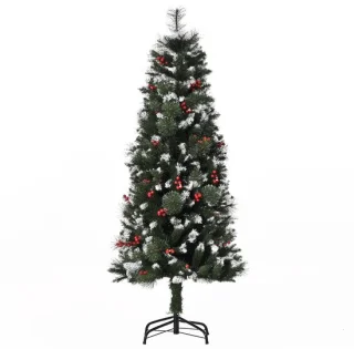 Kunstkerstboom met sneeuw en groene takken - 150 cm