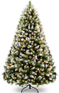 Kunstkerstboom met sneeuw en ledverlichting, 180 cm