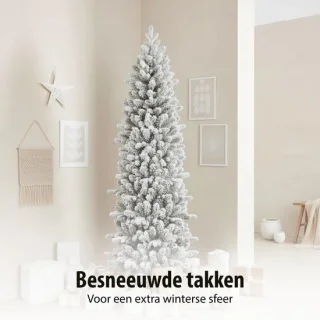 Kunstkerstboom met sneeuw - groen - 185 x 63 cm