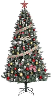 Kunstkerstboom met sneeuweffect - 180 cm - Groen/wit