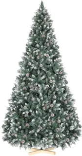 Kunstkerstboom met sneeuweffect en dennenappels 270 cm