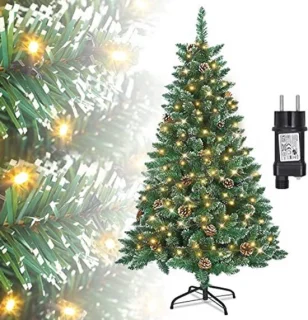 Kunstkerstboom met verlichting 120 cm/150 cm/180 cm – groen PVC met sneeuweffect