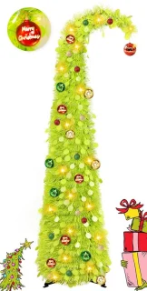 Kunstkerstboom met verlichting en ornamenten, 150 cm