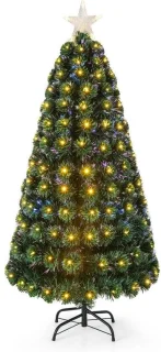 Kunstkerstboom met verlichting en sneeuw