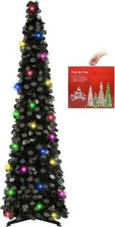 Kunstkerstboom met verlichting - zwart - 150 cm