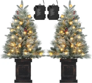 Kunstkerstboom met vintage basis, 90 cm
