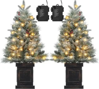 Kunstkerstboom met vintage basis, 90 cm