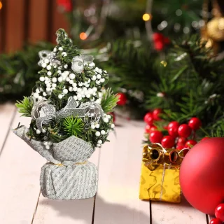 Kunstkerstboom mini 20 cm - set van 2 - zilver