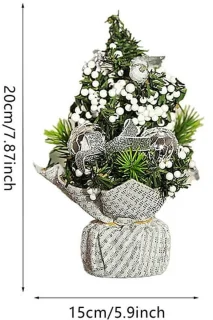 Kunstkerstboom mini 20 cm - set van 2 - zilver