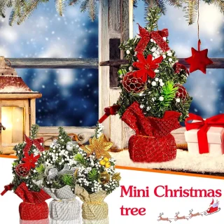 Kunstkerstboom mini 20 cm - set van 2 - zilver
