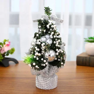Kunstkerstboom mini 20 cm - set van 2 - zilver