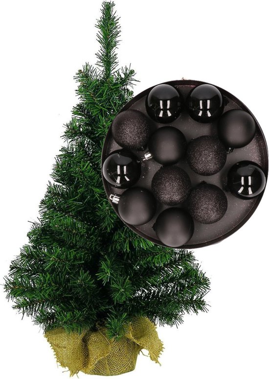 Kunstkerstboom Mini 75 cm Zwart met Kerstballen