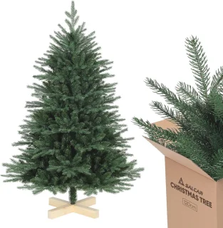 Kunstkerstboom Nordmann 120 cm met houten standaard