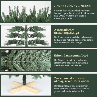 Kunstkerstboom Nordmann 120 cm met houten standaard