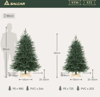 Kunstkerstboom Nordmann 120 cm met houten standaard