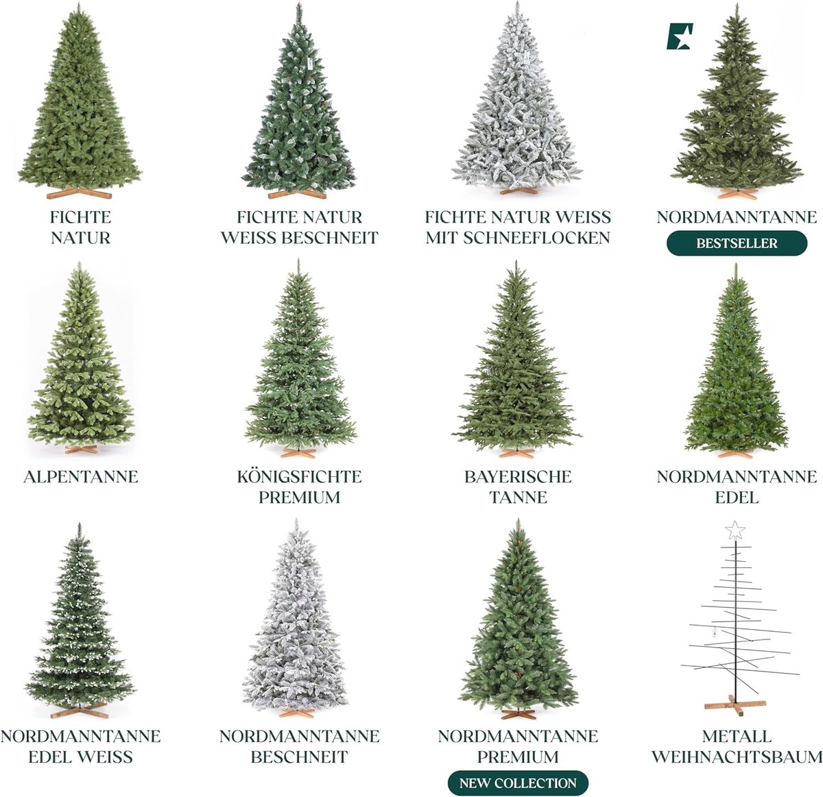 Kunstkerstboom Nordmann 150 cm met Houten Standaard