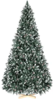 Kunstkerstboom Nordmann 180 cm met sneeuweffect, dennenappels en snelklapsysteem