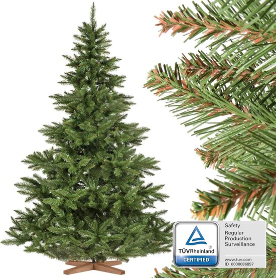 Kunstkerstboom Nordmann Pine 220 cm Groen Houten Standaard