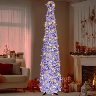 Kunstkerstboom opvouwbaar 30×150 cm paars patroon