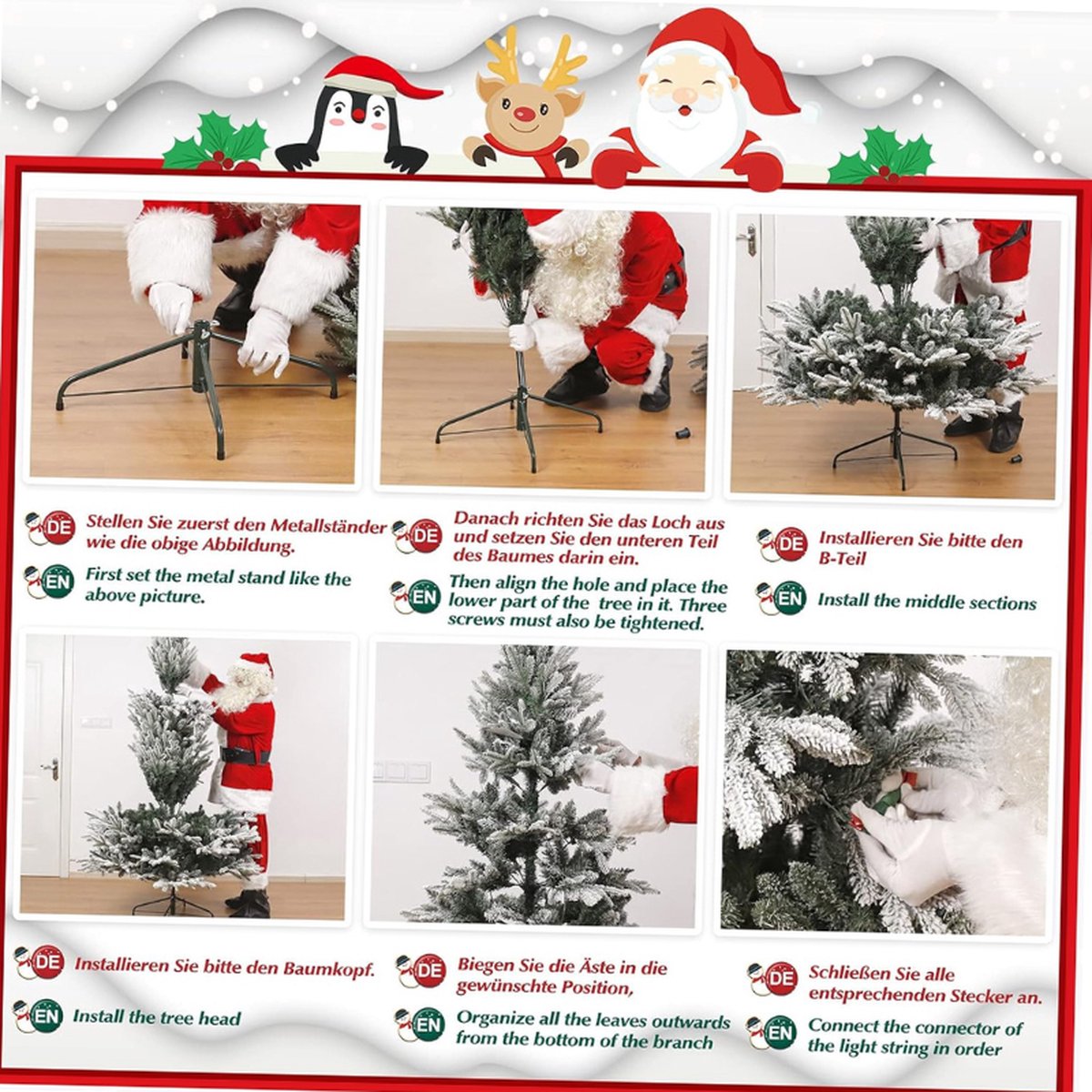 Kunstkerstboom PE/PVC 210 cm wit LED verlichting