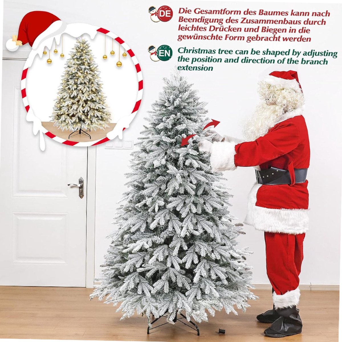 Kunstkerstboom PE/PVC 210 cm wit LED verlichting