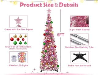 Kunstkerstboom Pop-up 150 cm Rosegoud met standaard