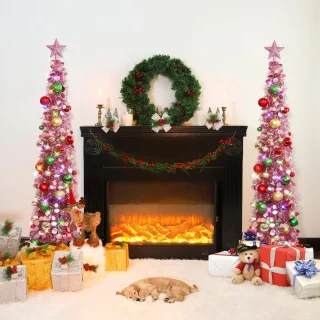 Kunstkerstboom Pop-up 150 cm Rosegoud met standaard