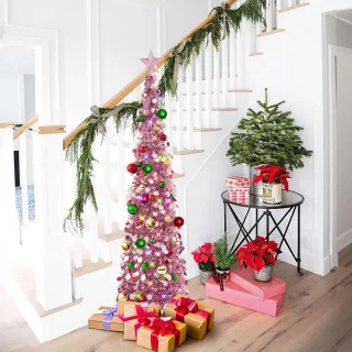 Kunstkerstboom Pop-up 150 cm Rosegoud met standaard