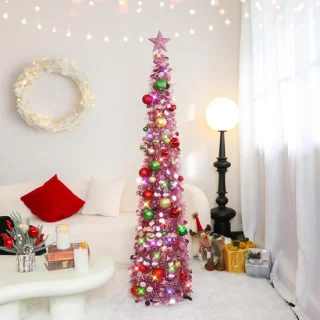 Kunstkerstboom Pop-up 150 cm Rosegoud met standaard