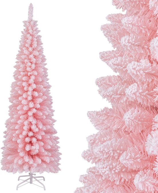 Kunstkerstboom Potlood 180 cm Dennenboom Sneeuw Roze