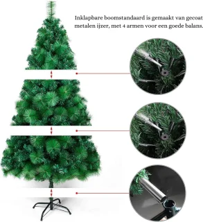 Kunstkerstboom PVC 180 cm met metalen standaard groen