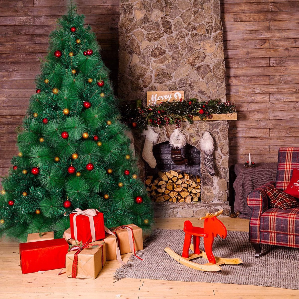 Kunstkerstboom PVC 180 cm met metalen standaard groen