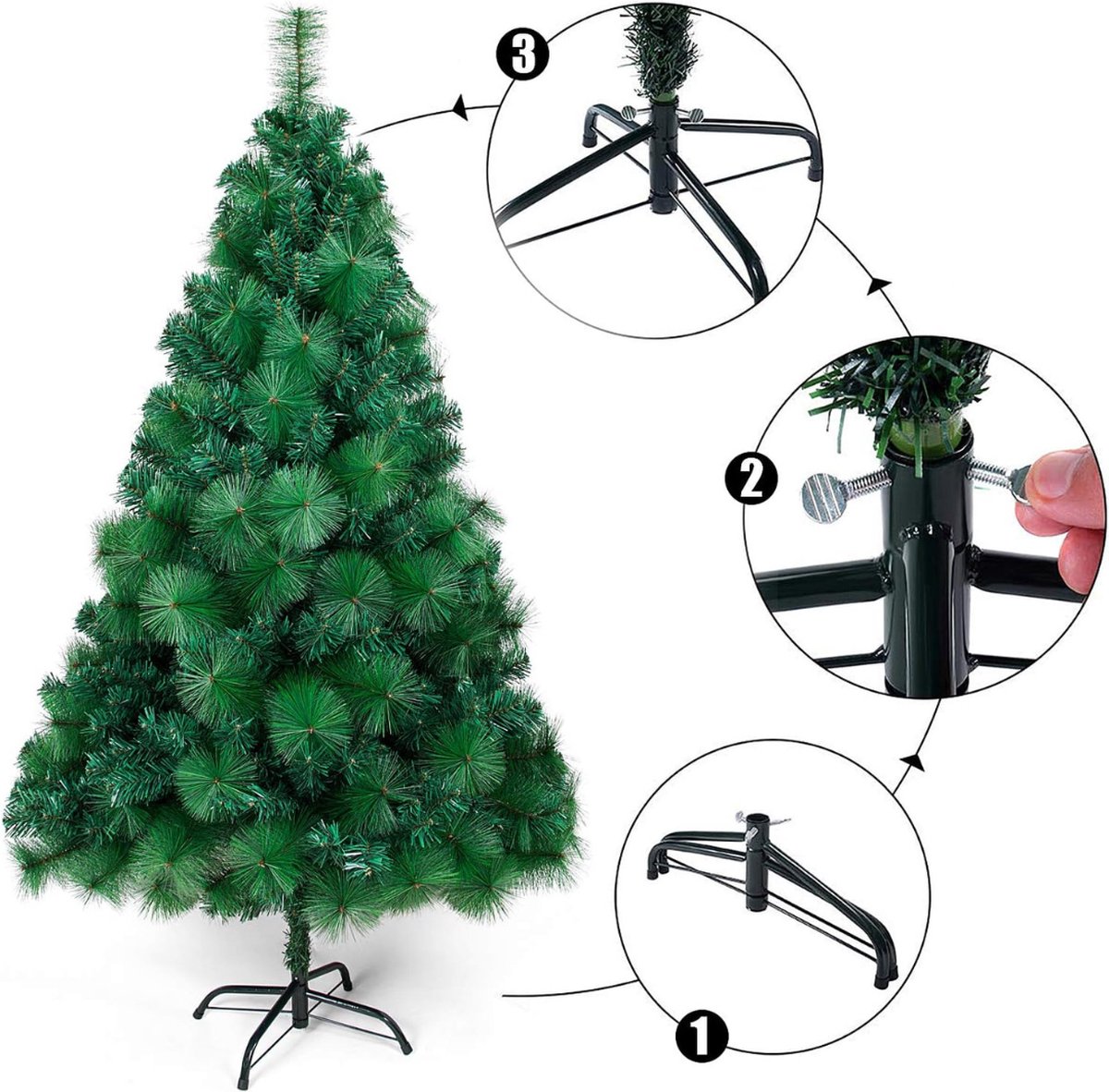 Kunstkerstboom PVC 180 cm met metalen standaard groen