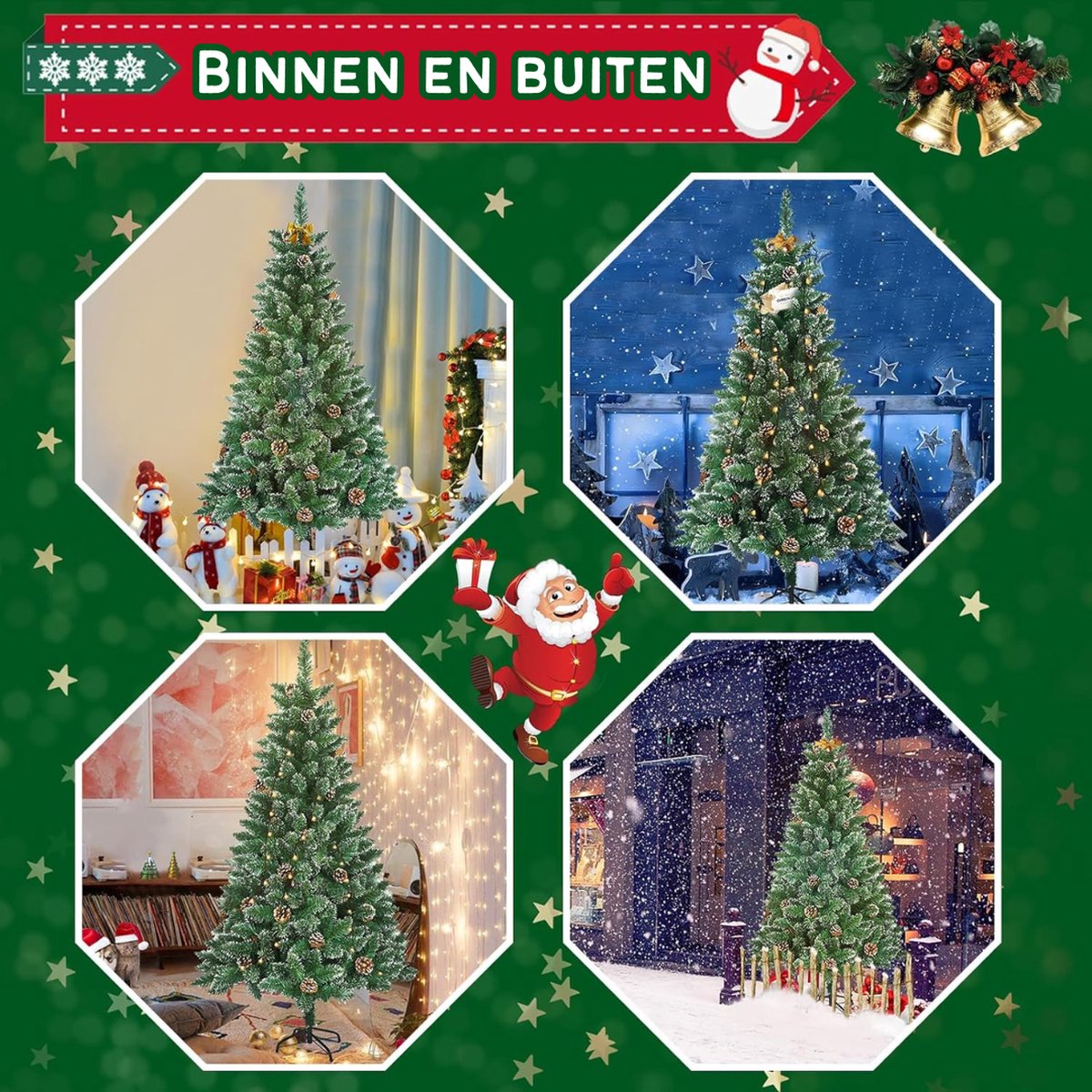 Kunstkerstboom PVC 180 cm Sneeuweffect Dennenappels