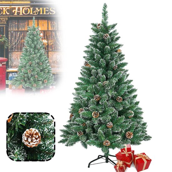 Kunstkerstboom PVC 180 cm Sneeuweffect Dennenappels