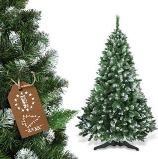 Kunstkerstboom PVC dennenboom met sneeuw, groen mos - 220 cm