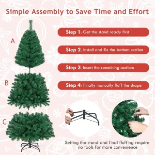 Kunstkerstboom PVC Hoog met Metalen Standaard - Groen
