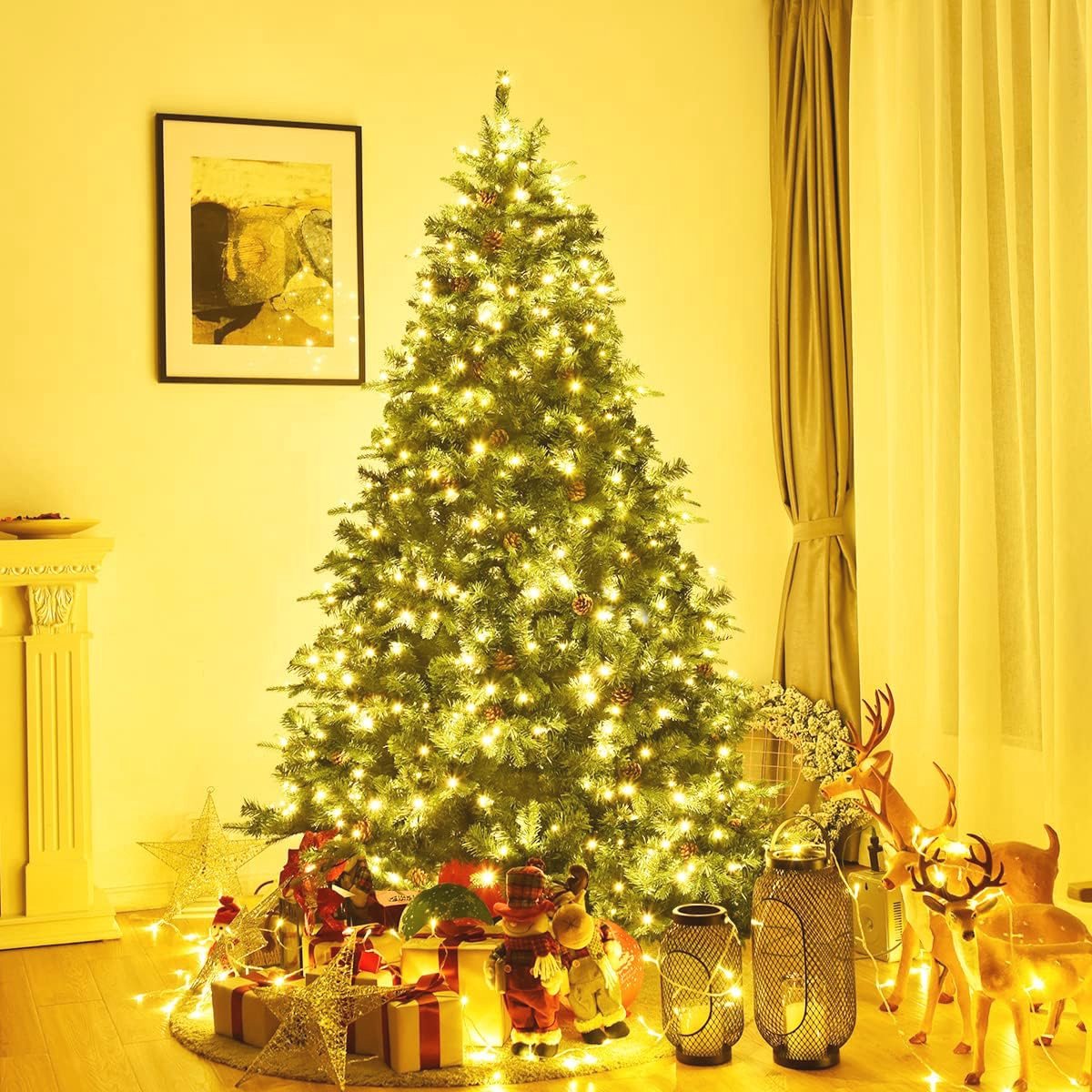 Kunstkerstboom Realistische Dennenboom met Verlichting 210-240 cm