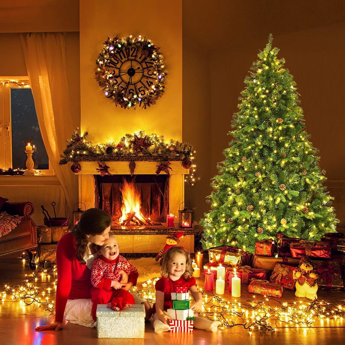 Kunstkerstboom Realistische Dennenboom met Verlichting 210-240 cm